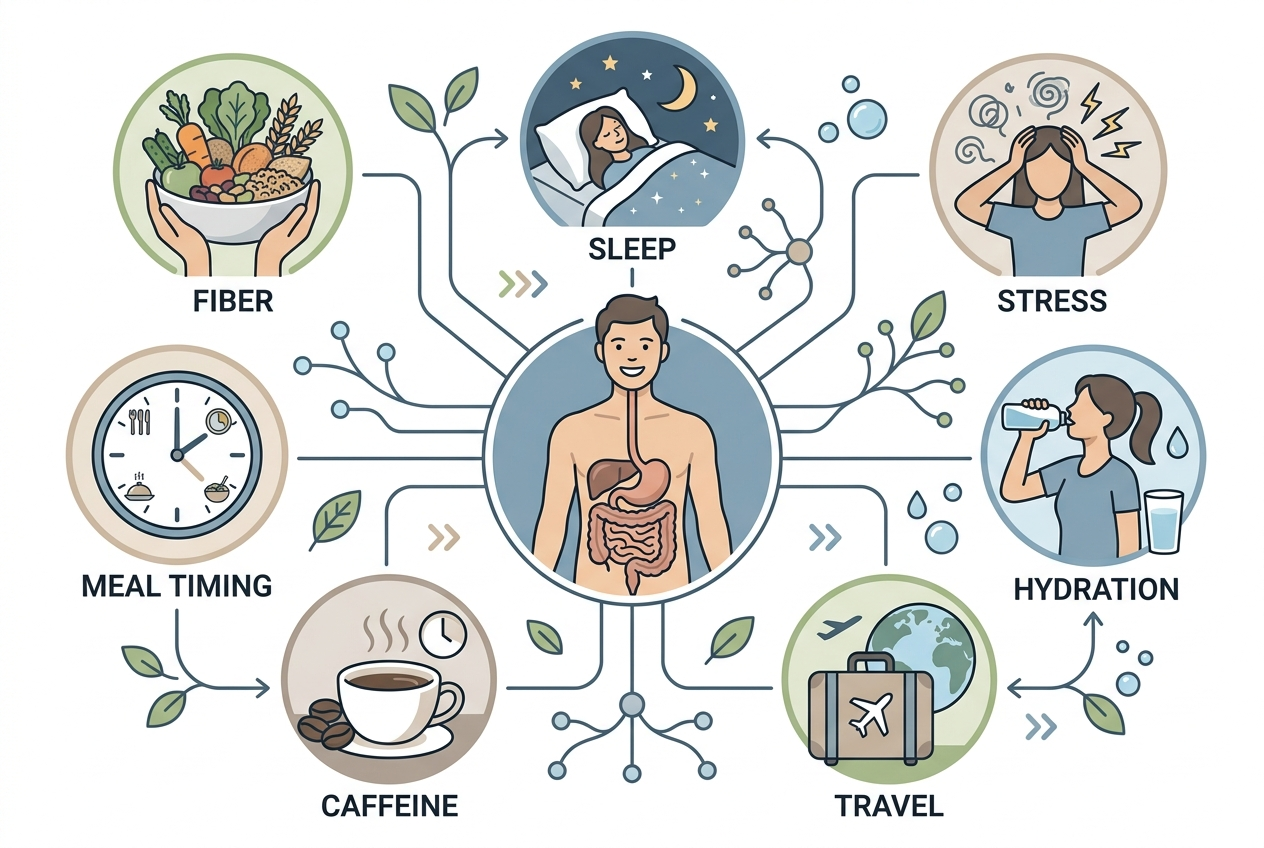Lifestyle factors connected to weekly digestion changes.