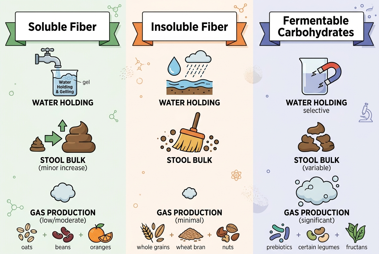 Comparison of soluble fiber, insoluble fiber, and fermentable carbohydrates for digestion