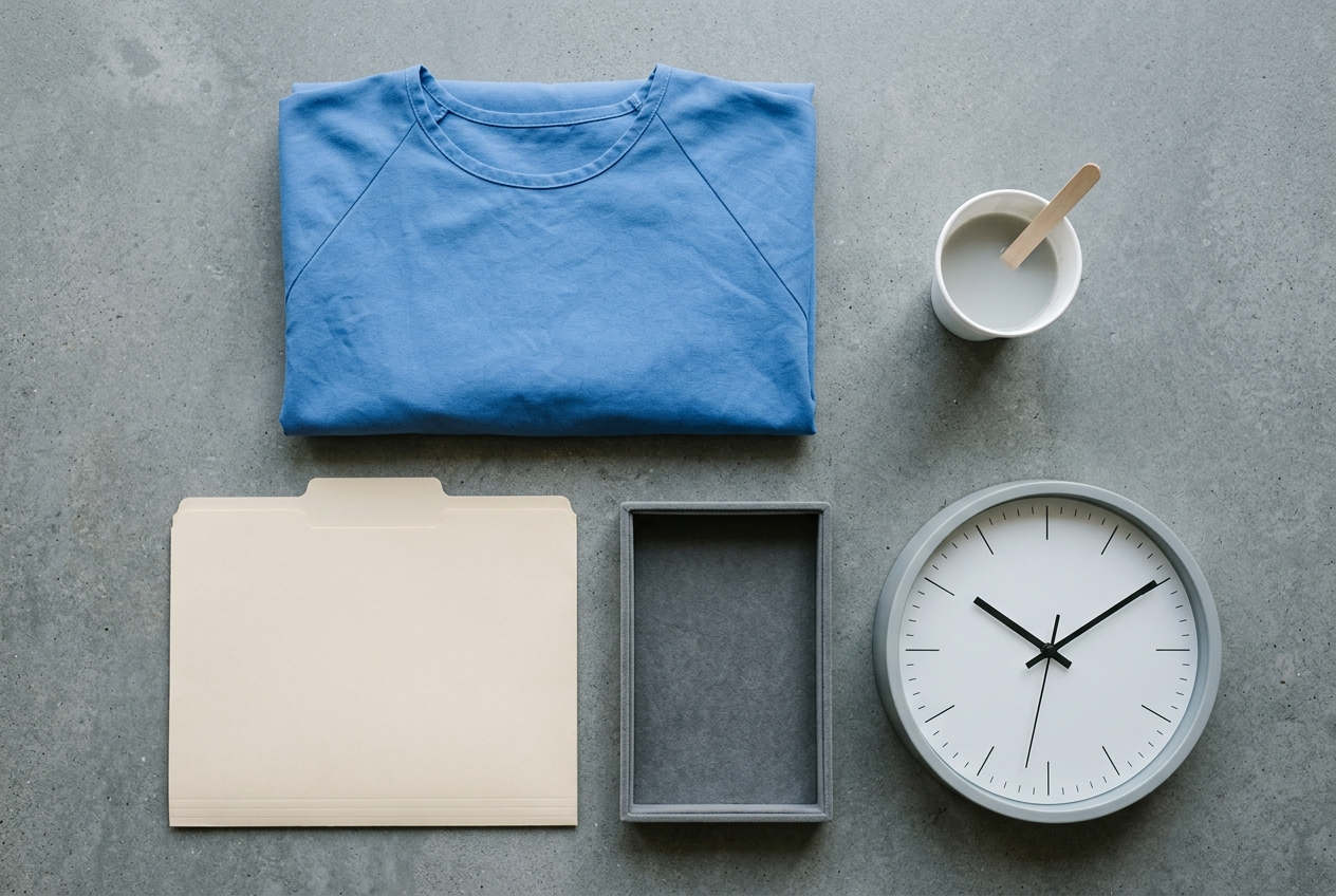 Hospital gown, contrast cup, and preparation items for a barium swallow appointment