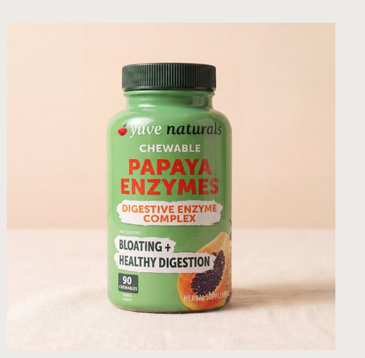 Yuve Naturals Chewable Papaya Enzymes bottle, 90 chewables