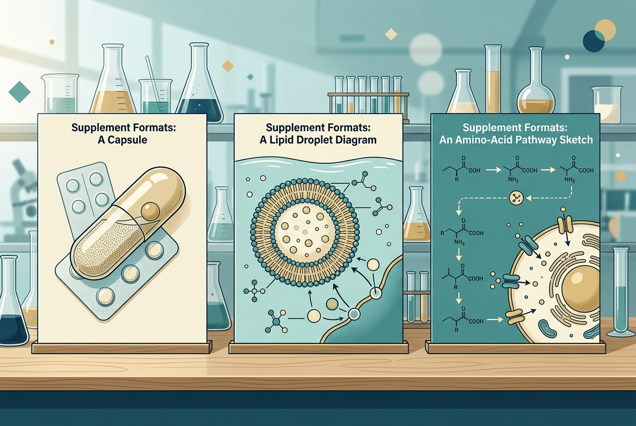 Oral glutathione formats and precursor pathways illustrated without product brands